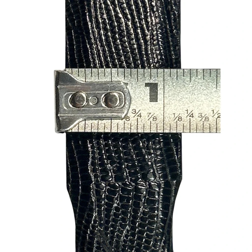 Tulliani Black Lizard Embossed Leather Western Belt Silver Tone Hardware Size 40